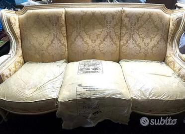 Divano 3 posti stile barocco damascato crema