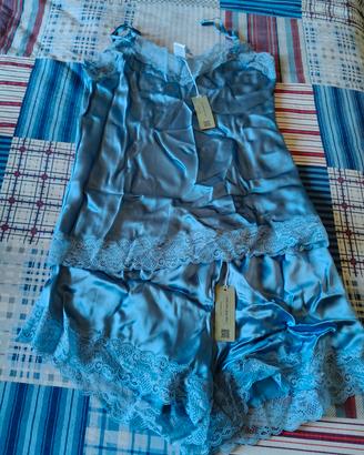 pigiama in seta intimissimi turchese 