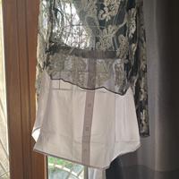 Conpleto gonna e maglioncino trasparente con perli