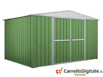 Casetta giardino acciaio 360x260 9mq verde chiaro