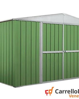 Casetta giardino acciaio 360x260 9mq verde chiaro