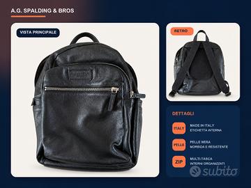 Zaino A.G. Spalding & Bros in pelle nera – Made in