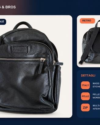 Zaino A.G. Spalding & Bros in pelle nera – Made in