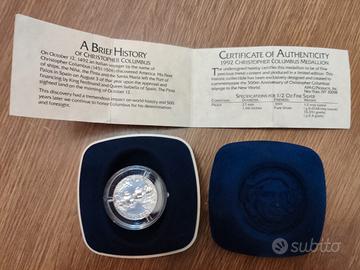 Moneta argento 999 Cristoforo Colombo