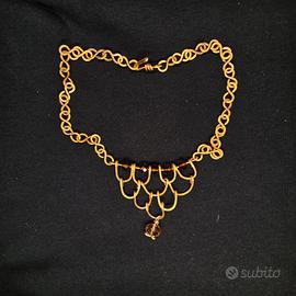 Girocollo - orecchini e anello in alluminio dorato