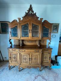 Credenza antica barocca stile Luigi XV con vetrina