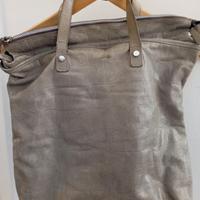 borsa pelle colore grigio/verde 
