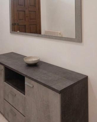 Madia Credenza Moderna Effetto Cemento - L 180 x H