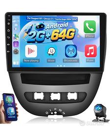 NHOPEEW Autoradio Android 2+64 GB per Peugeot 107 