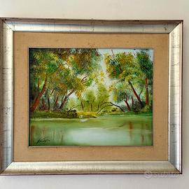 Dipinto quadro olio su tela paesaggio di Bonfiglio