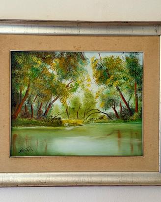 Dipinto quadro olio su tela paesaggio di Bonfiglio