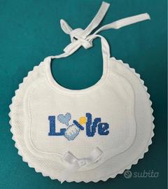 bavaglini per bambino, fatti a punto croce