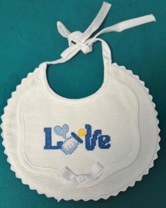 bavaglini per bambino, fatti a punto croce