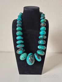 Splendida collana in Turchese su Ag 925. 355 gr