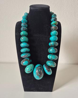 Splendida collana in Turchese su Ag 925. 355 gr