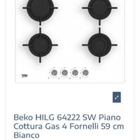 Piano cottura BEKO HILG64222SW NUOVO