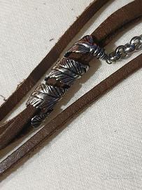 Bracciale Marlù in pelle con piuma