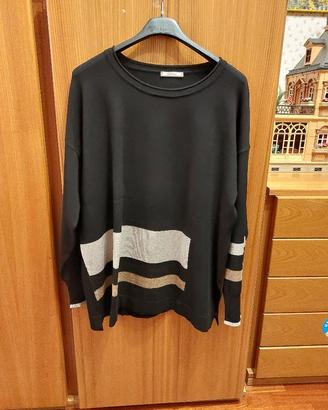 Elena Mirò. Maglia nera motivi marron e beige