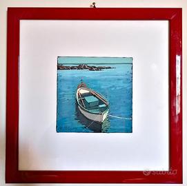 QUADRETTO BARCA A REMI ORMEGGIATA € 15 