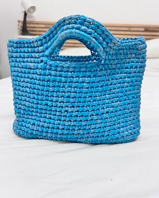 Borsa uncinetto azzurro perlato