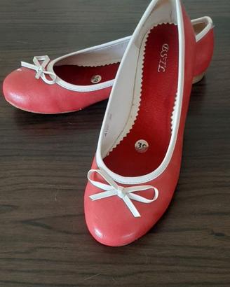 Ballerine rosse n.39 con bordino e fiocco bianco