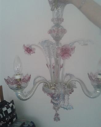 Lampadario tre luci murano