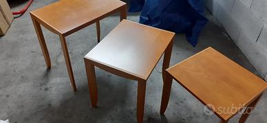 3 tavolini da salotto legno chiaro