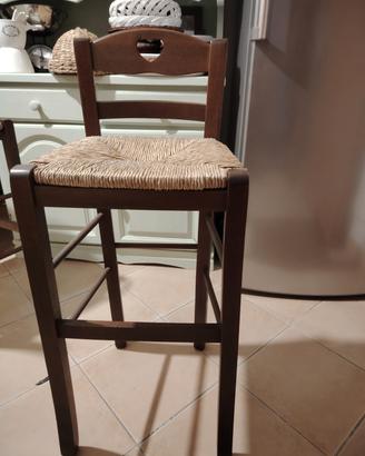 sgabello legno impagliato