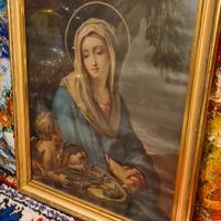 Litografia Madonna Addolorata E Angelo Ottocento A