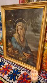 Litografia Madonna Addolorata E Angelo Ottocento A