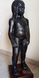 Statua in terracotta bianca, dipinta di nero, H 82