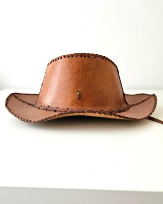 Cappello da cowboy in vero cuoio marrone
