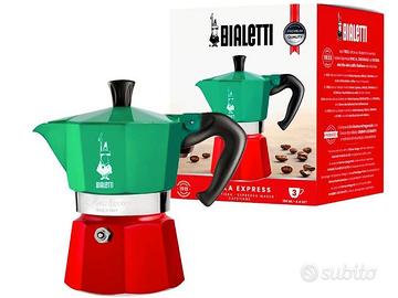 Moka Express Tricolore, 3 Tazze, Manico anti sc