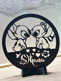 Decorazione 3D con Stich e Angel con base