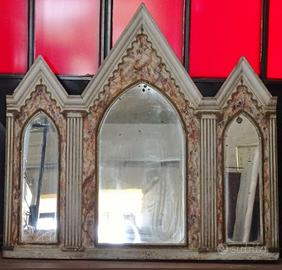 SPECCHIERA TRITTICO LACCATA MARMORIZZATA ANTICA