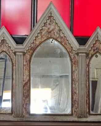 SPECCHIERA TRITTICO LACCATA MARMORIZZATA ANTICA