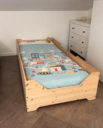 Letto singolo basso montessori in legno