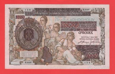 SERBIA 1000 Dinara 1941 p-24 aUNC