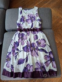 Vestito midi floreale bianco e viola taglia S/M