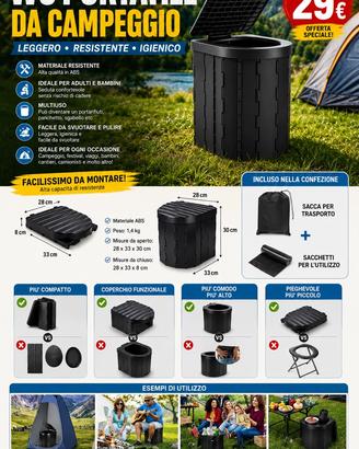 WC Portatile da Campeggio 28x33x30 cm