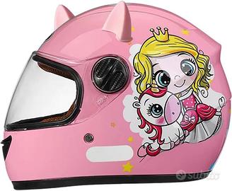 Casco Moto Integrale per Bambina, 3-12 Anni