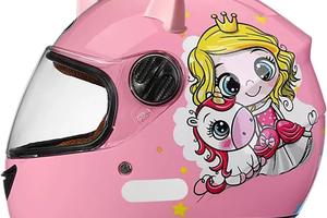 Casco Moto Integrale per Bambina, 3-12 Anni
