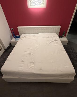 LETTO MATRIMONIALE IN PELLE CON CONTENITORE