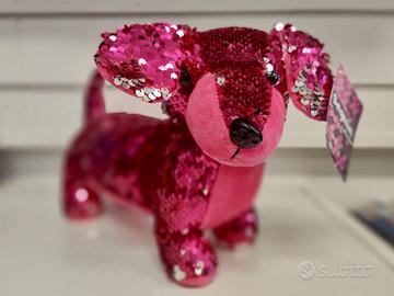 Peluche bassotto rosa paiettato