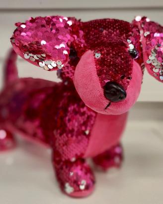 Peluche bassotto rosa paiettato