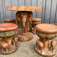 Set legno intarsiato elefanti