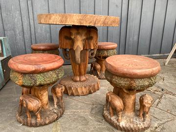 Set legno intarsiato elefanti