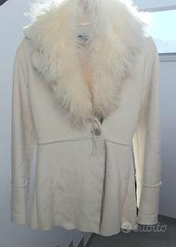 Cappotto giacca Denny Rose panna ecopelliccia