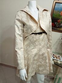 Abito e bolero broccato oro/beige taglia 40 italia