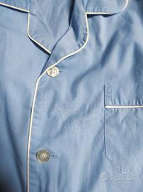 Pigiama classico uomo cotone tinta unita azzurra